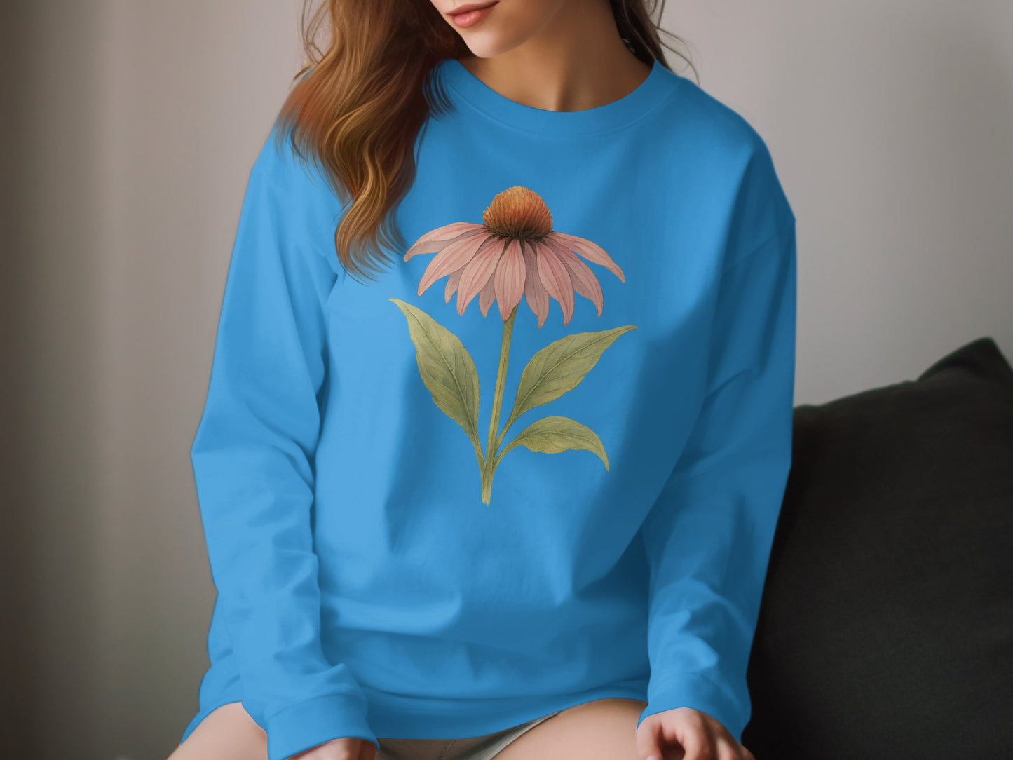 Blue Long Sleeve Shirt with Flower Print product type