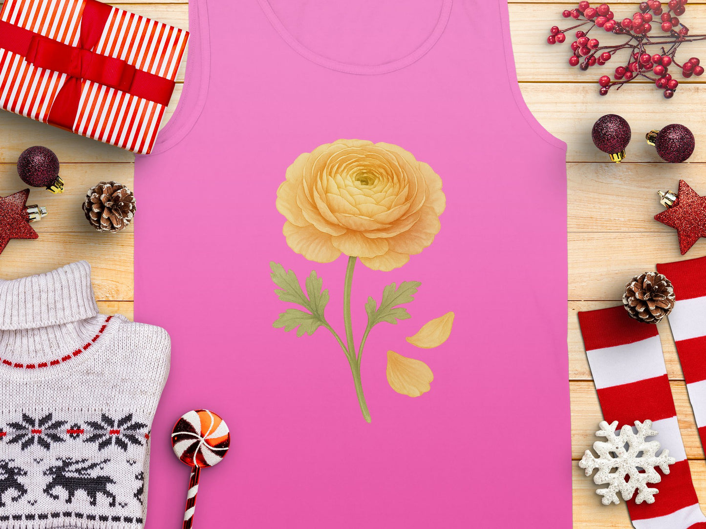 Bright Yellow Flower Pink Graphic Tank Top product type
