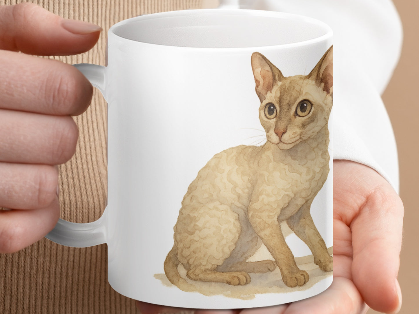 Adorable Cat Illustration White Ceramic Coffee Mug product