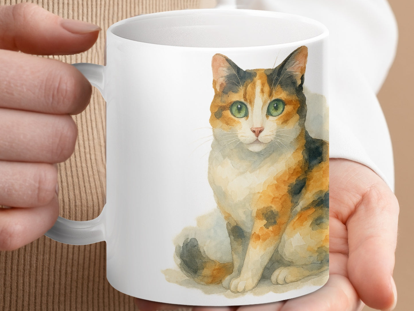 Artistic Calico Cat Print Large Coffee Mug product
