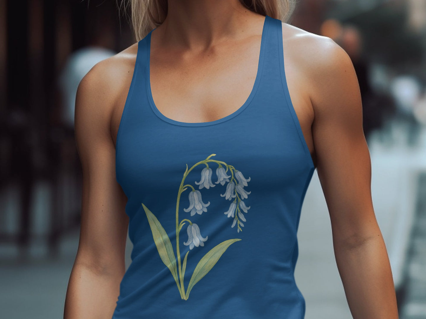 Lovely Blue Tank Top with Floral Design product type