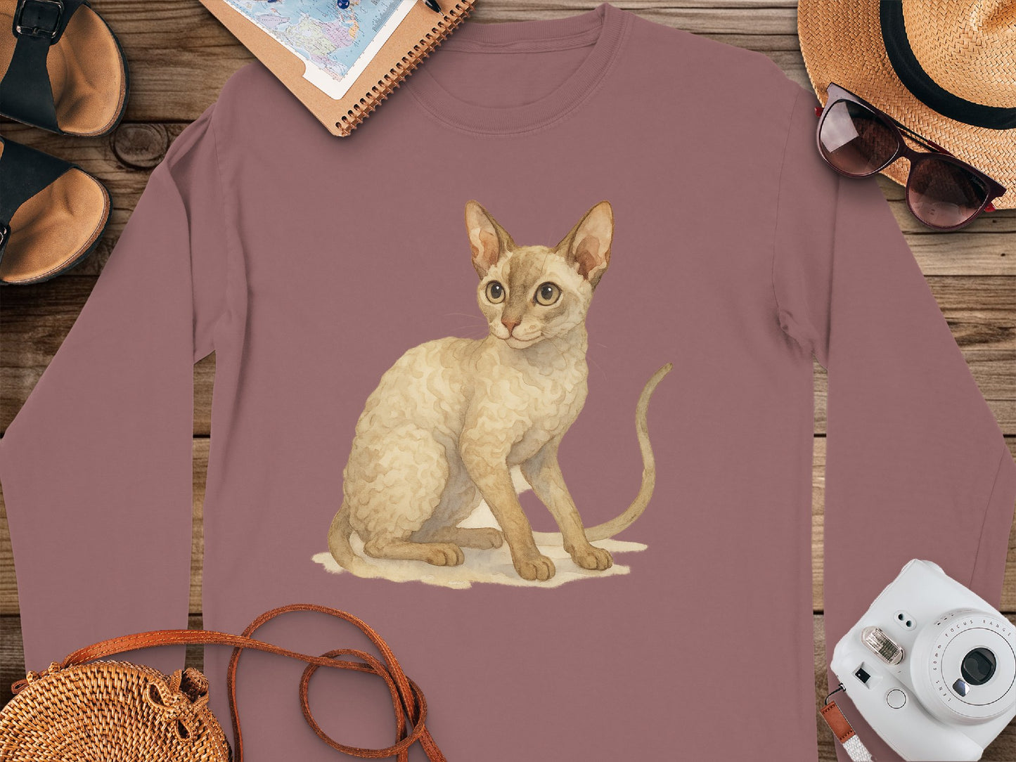 Adorable Sitting Kitten Graphic Long Sleeve Shirt product type