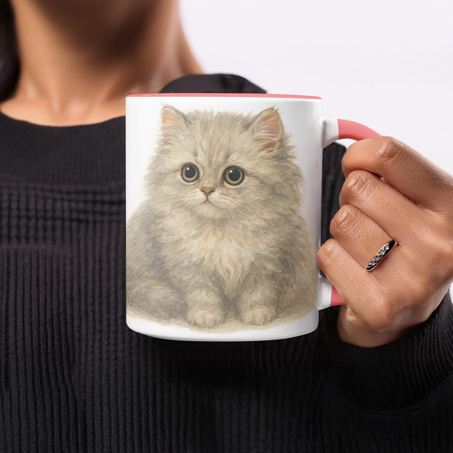 Adorable Kitten Print Handled Mug for Coffee Lovers product