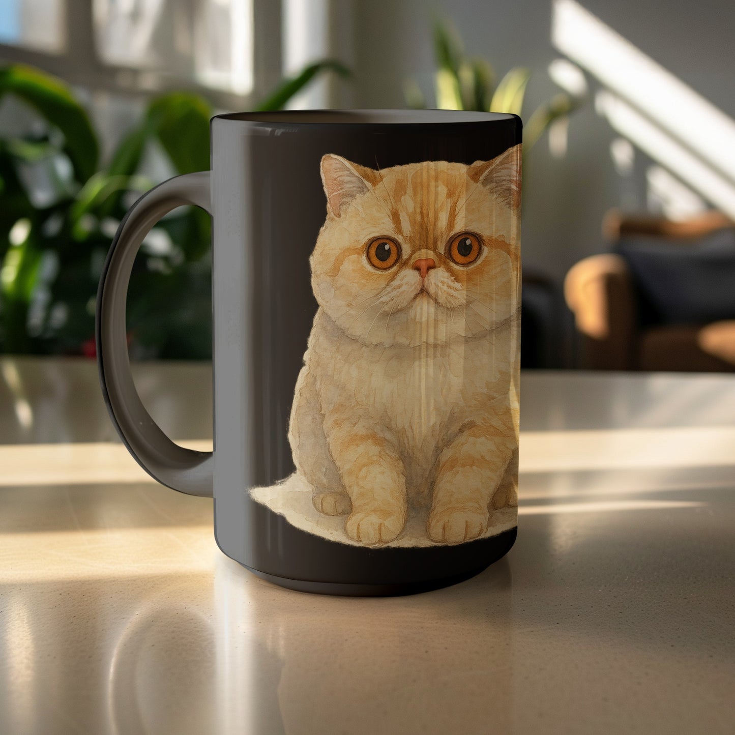 Cute Cartoon Cat Design Black Coffee Mug product