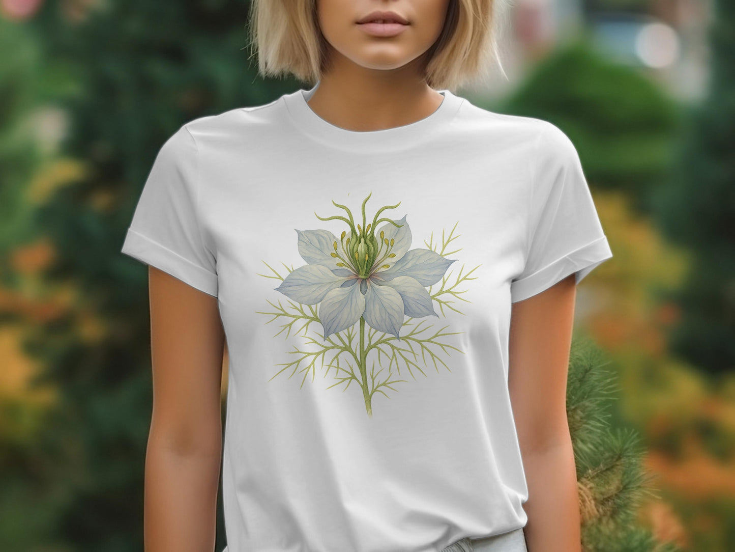 Elegant Floral Print White Casual T-shirt product
