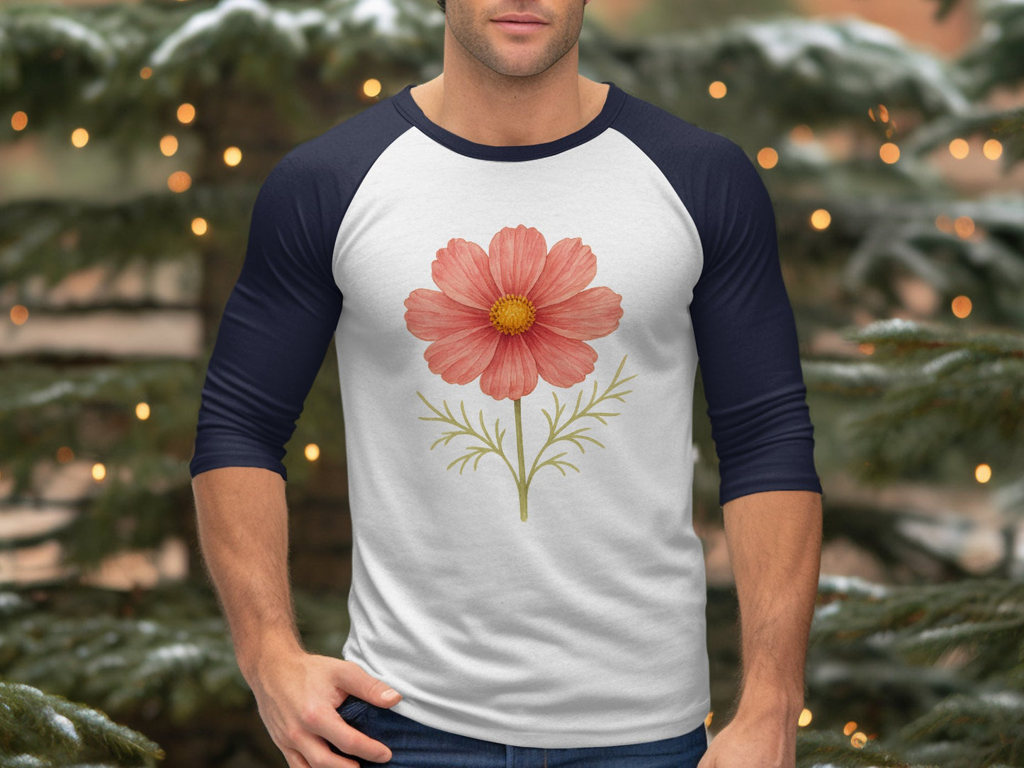 Floral Long Sleeve Baseball Tee graphic shirt product