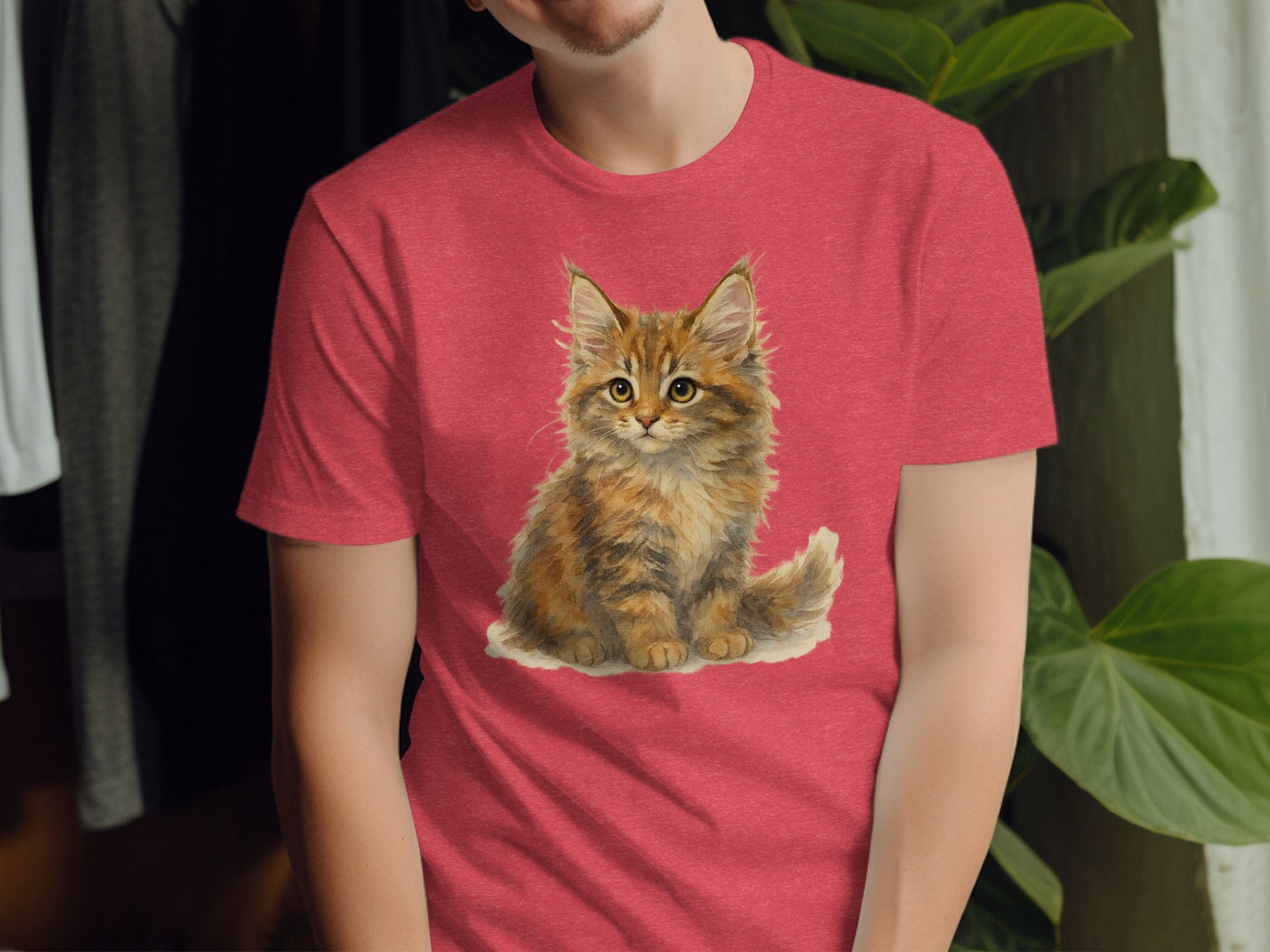 Cute Kitten Graphic Design Red Casual T-Shirt product type
