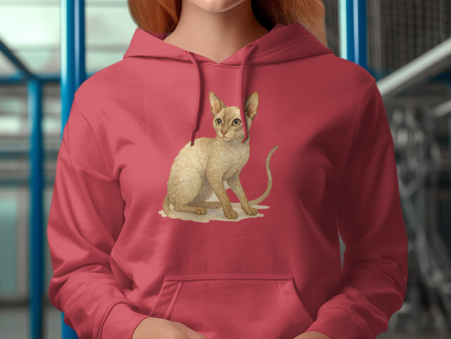 Cozy Red Hoodie with Adorable Cat Print Design product