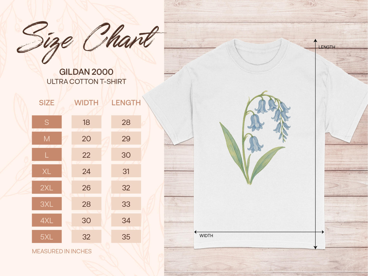 Floral Bluebell Design on White T-Shirt product type