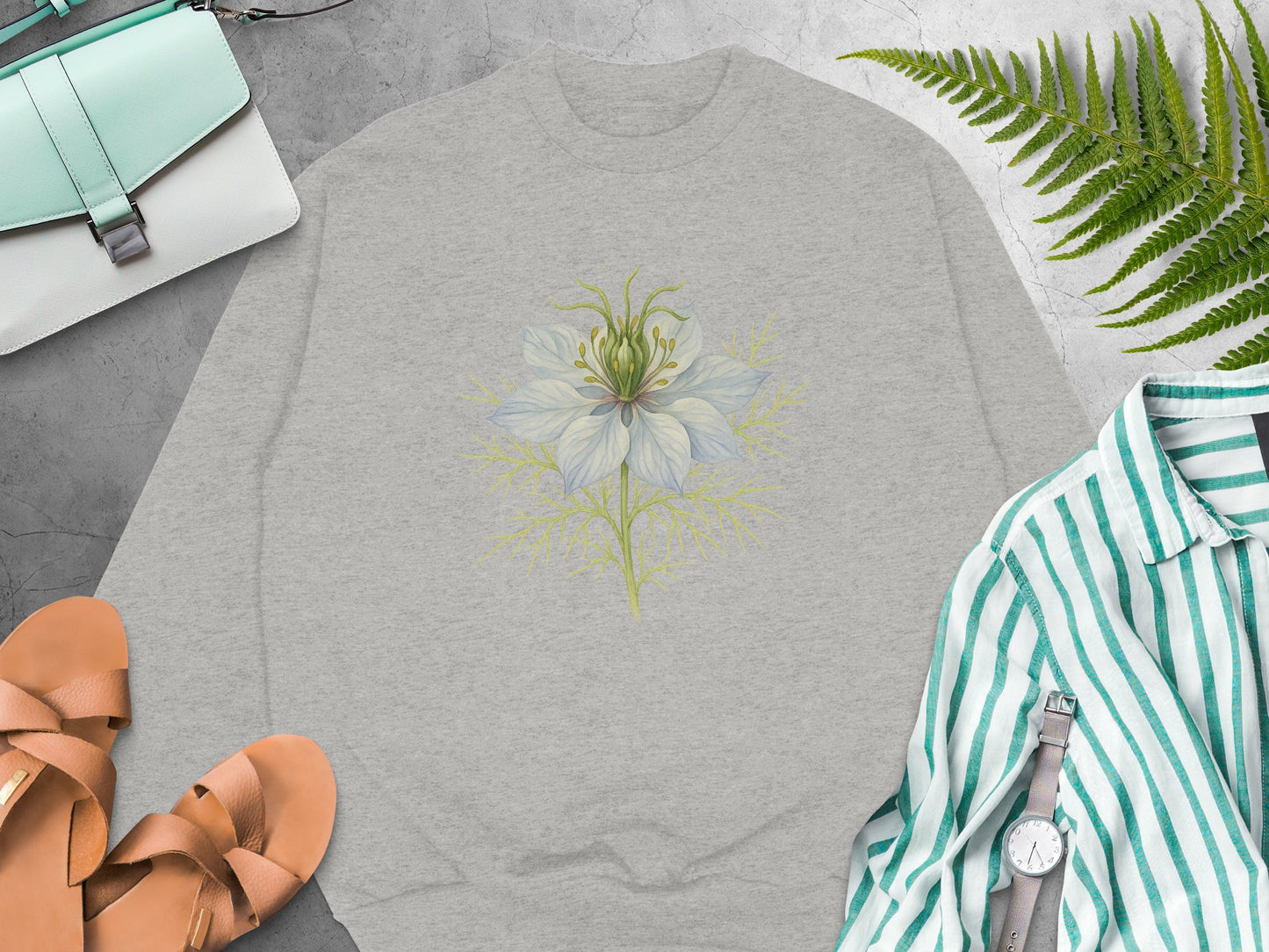 Floral Print Grey Sweatshirt Fashionable Clothing product type