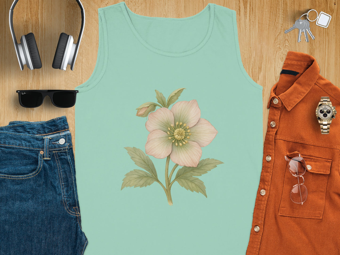 Stylish Floral Print Tank Top Casual Fashion product type
