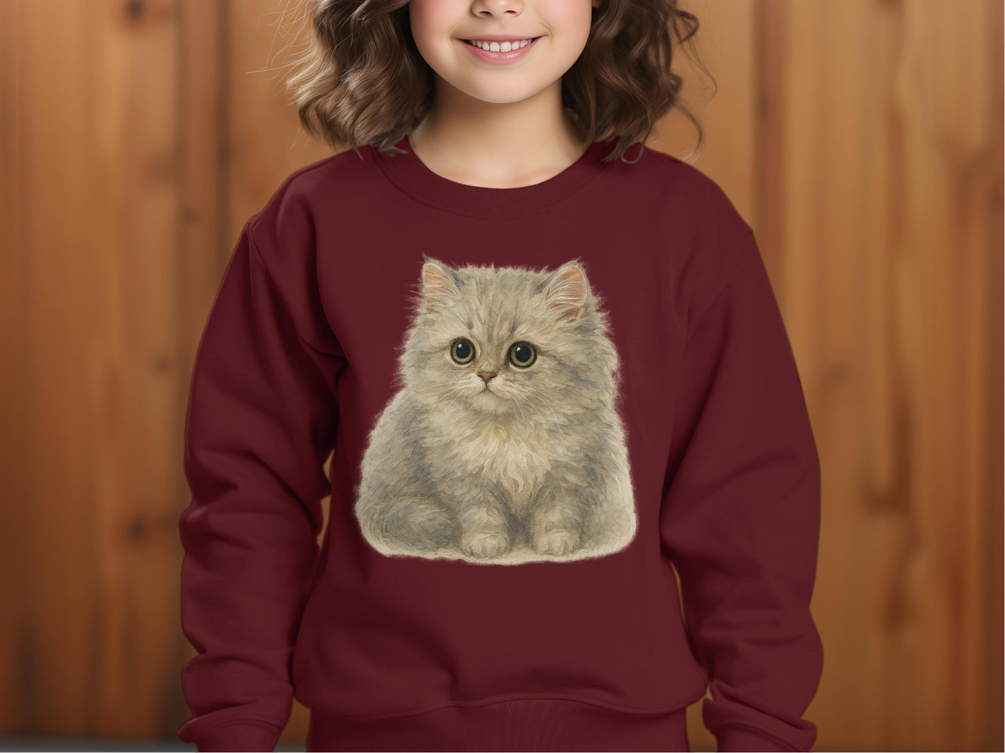 Adorable Kitten Print on Maroon Sweatshirt product