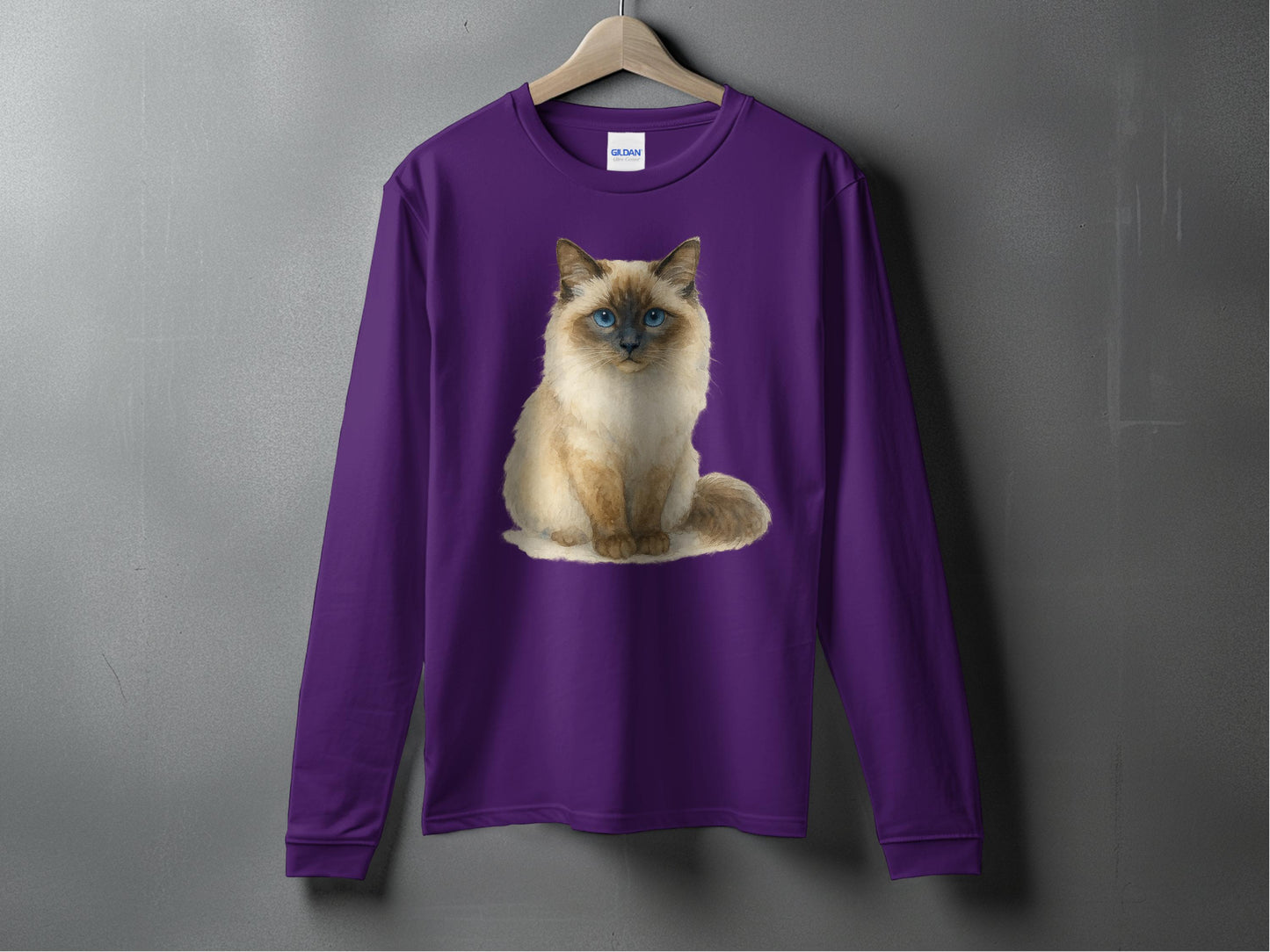 Cozy Purple Long Sleeve Cat Print Shirt product type