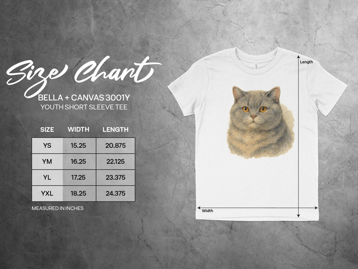 Gray Cat Print Youth Short Sleeve Tee product type