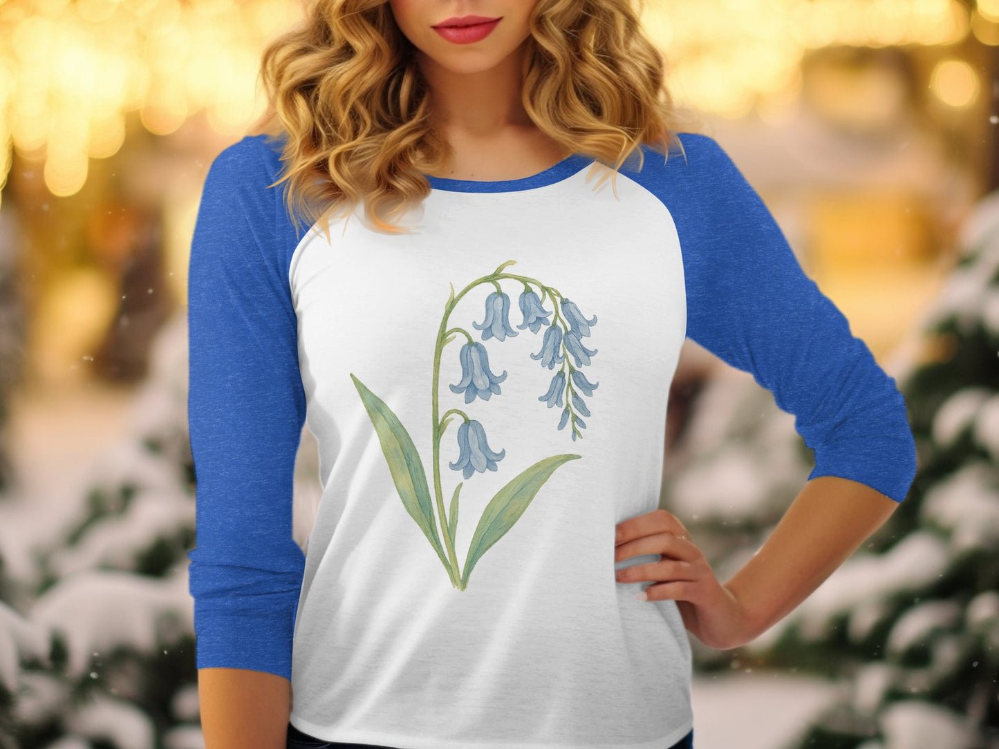 Bluebell Flower Design Three-Quarter Sleeve Shirt product type