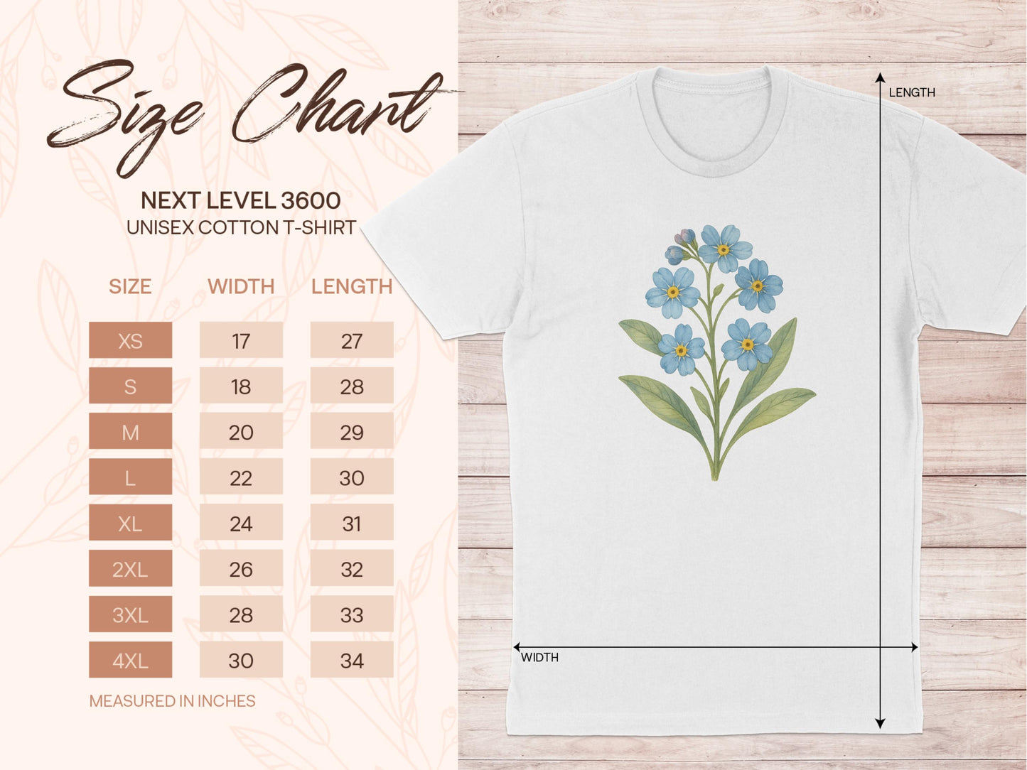 Floral Design Unisex T-shirt in Multiple Sizes product type