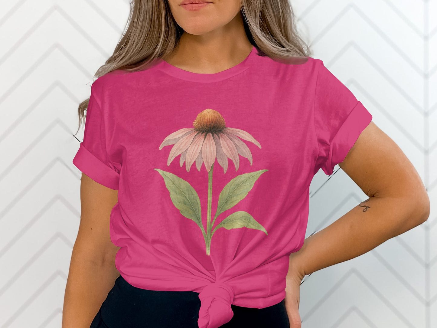 Vibrant Pink T-Shirt with Botanical Flower Print product