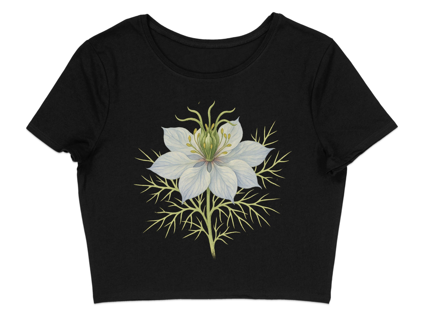 Floral Graphic Art Black Cropped Top product