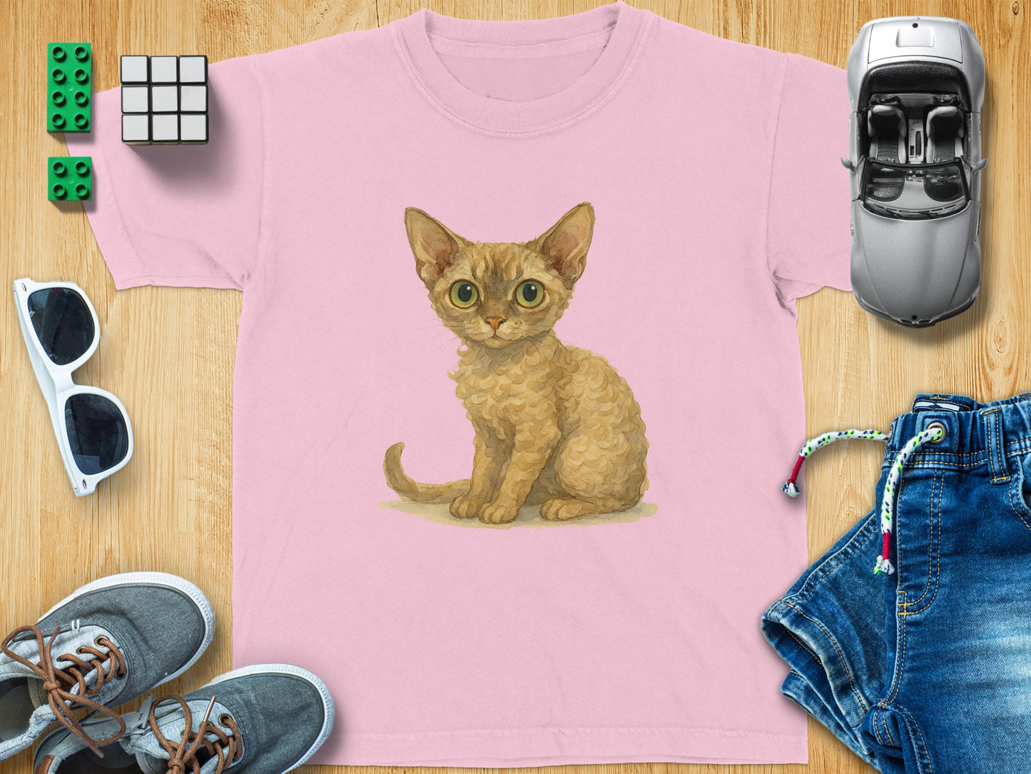 Cute Kitten Illustration Design Pink T-shirt product type