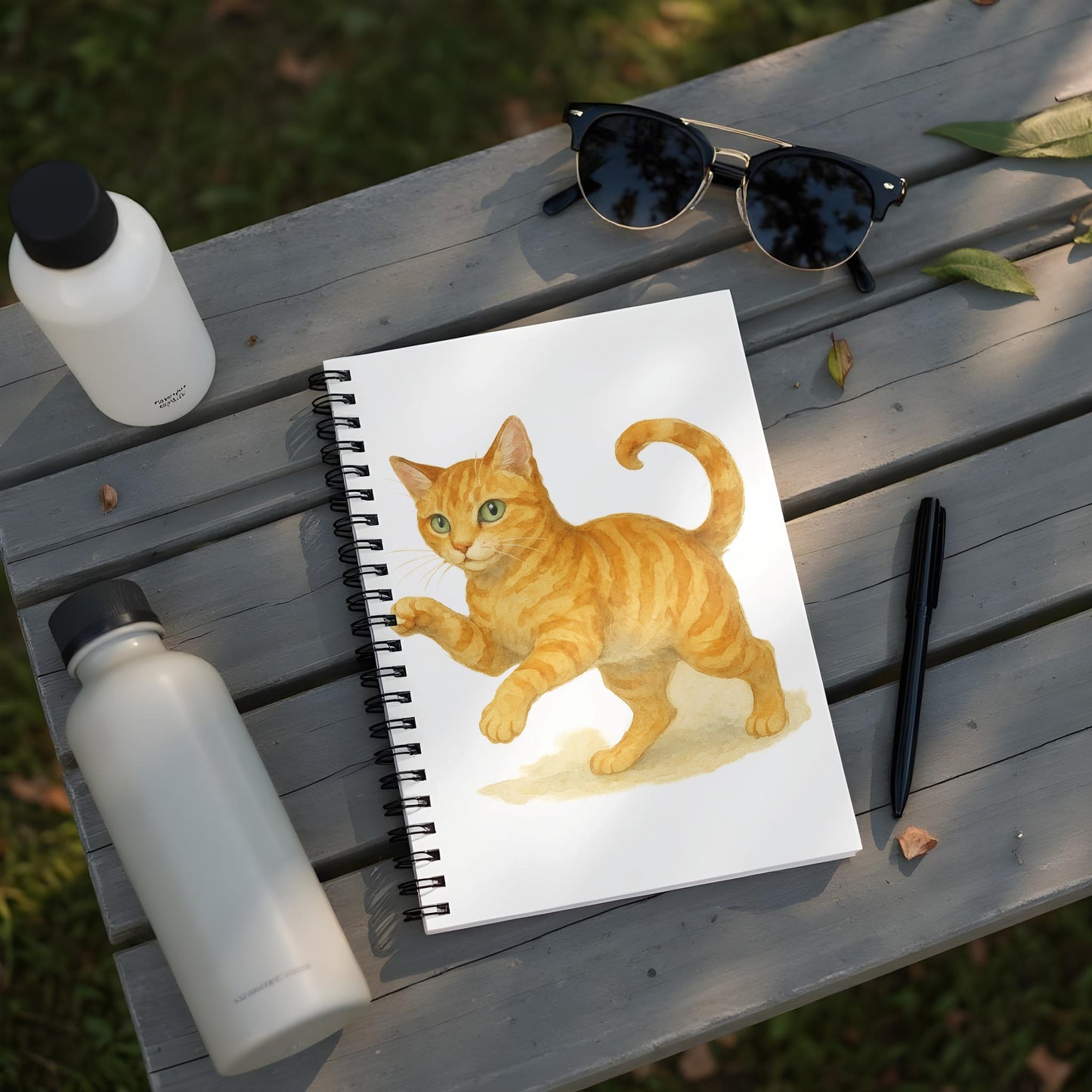 Playful Orange Cat Design on Spiral Notebook product type
