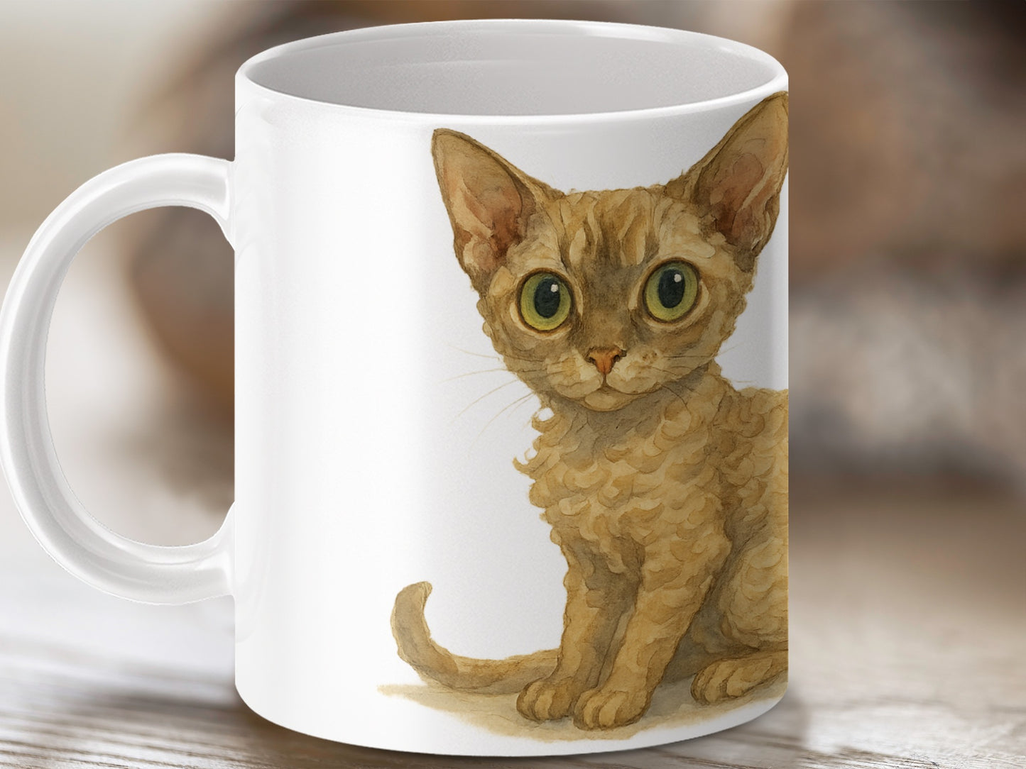 Cute Green Eyed Kitten Illustration Mug product type