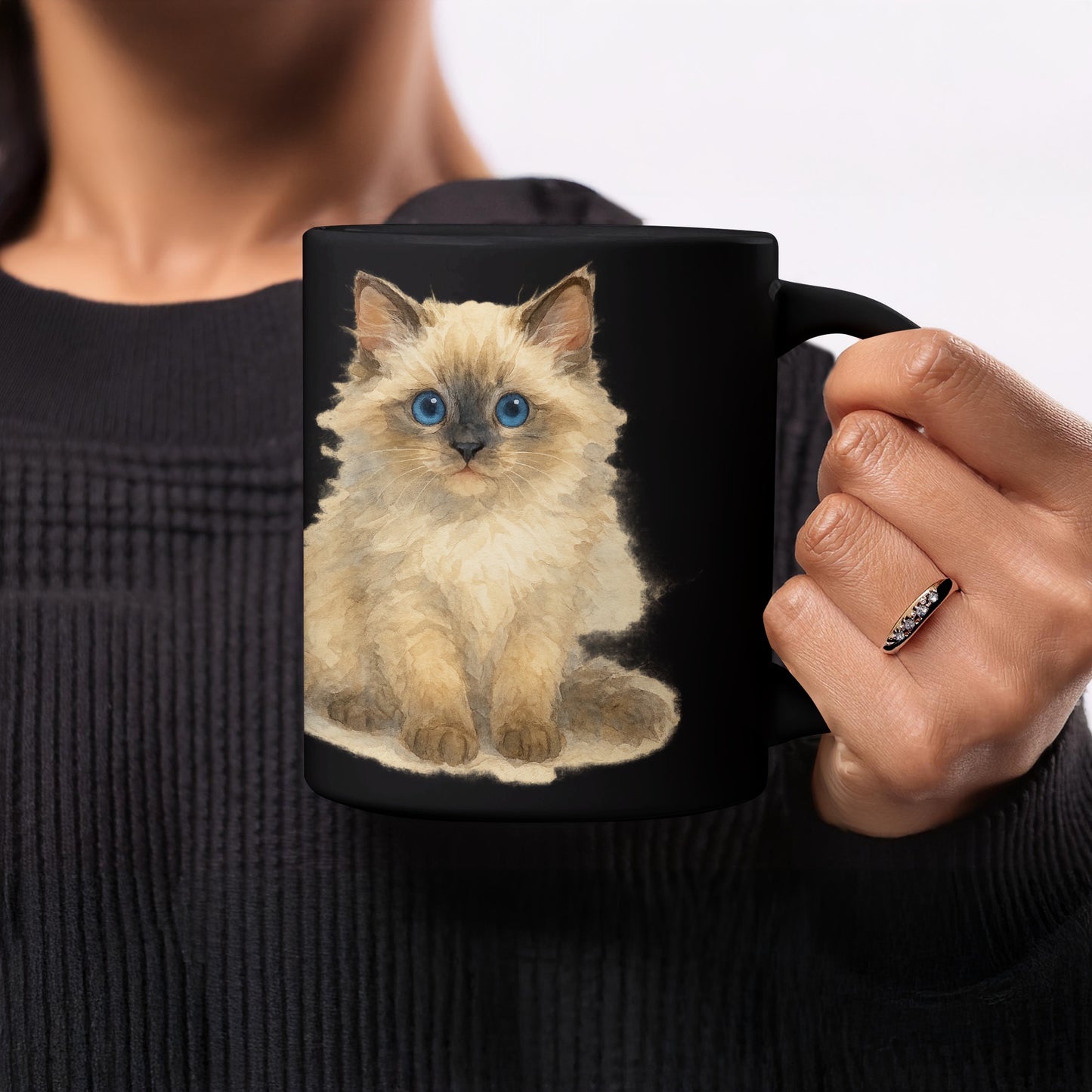 Cute Fluffy Blue Eyed Kitten Print Coffee Mug product type