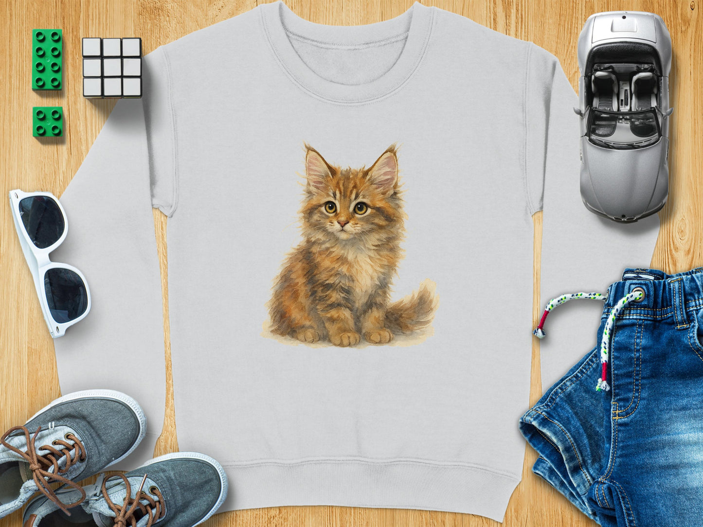 Cute Kitten Printed Long Sleeve Pullover Sweatshirt product type