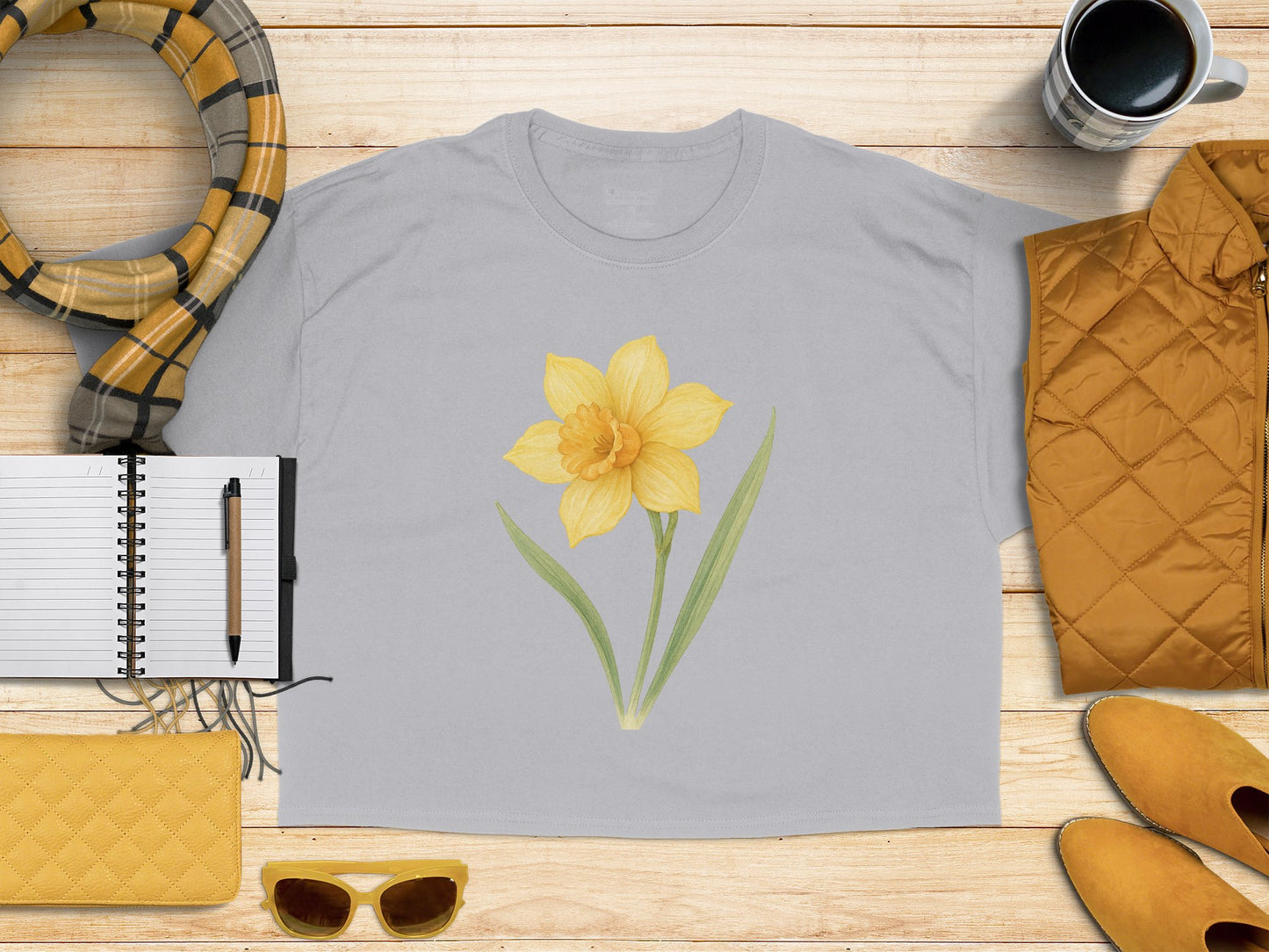 Yellow Daffodil Flower Illustration T-shirt product type