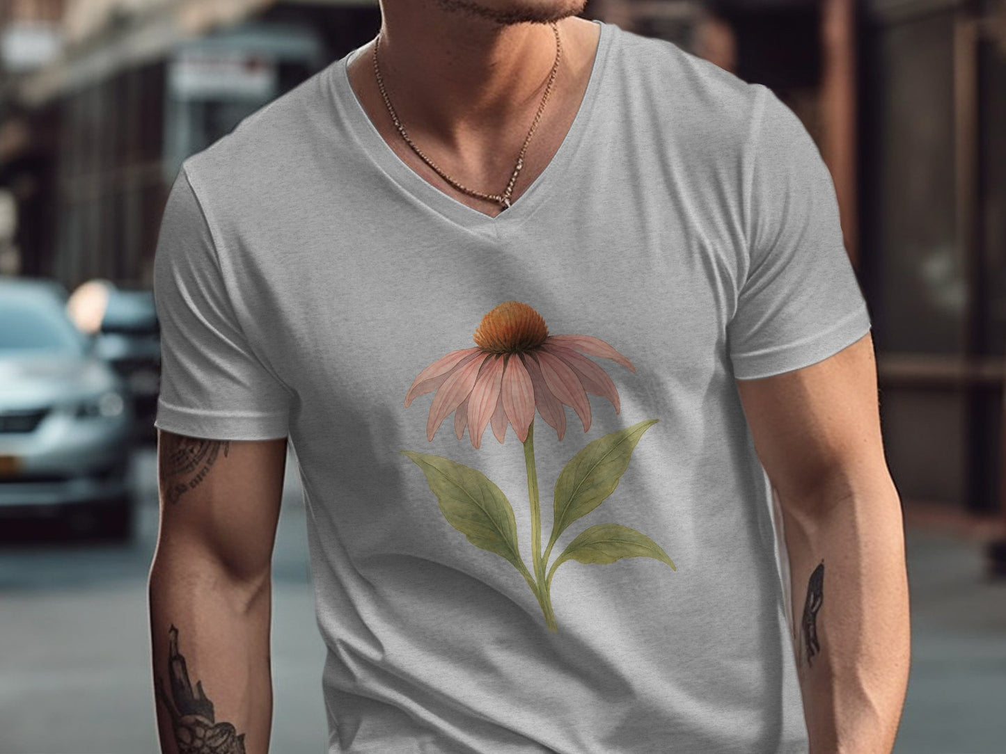 Stylish T-Shirt Featuring Elegant Flower Design product type
