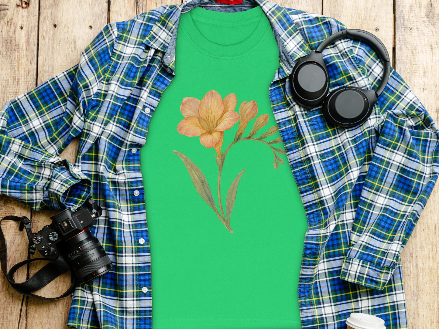 Green Shirt with Yellow Flower Design product type