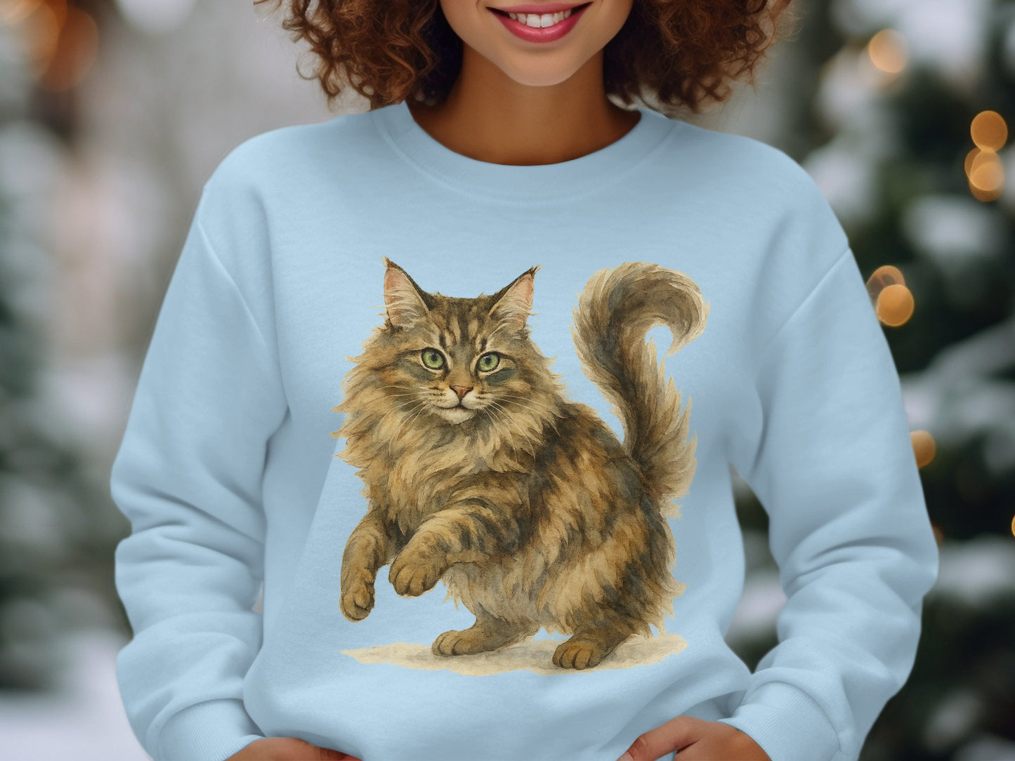 Playful Brown Tabby Cat Print Winter Sweatshirt product type