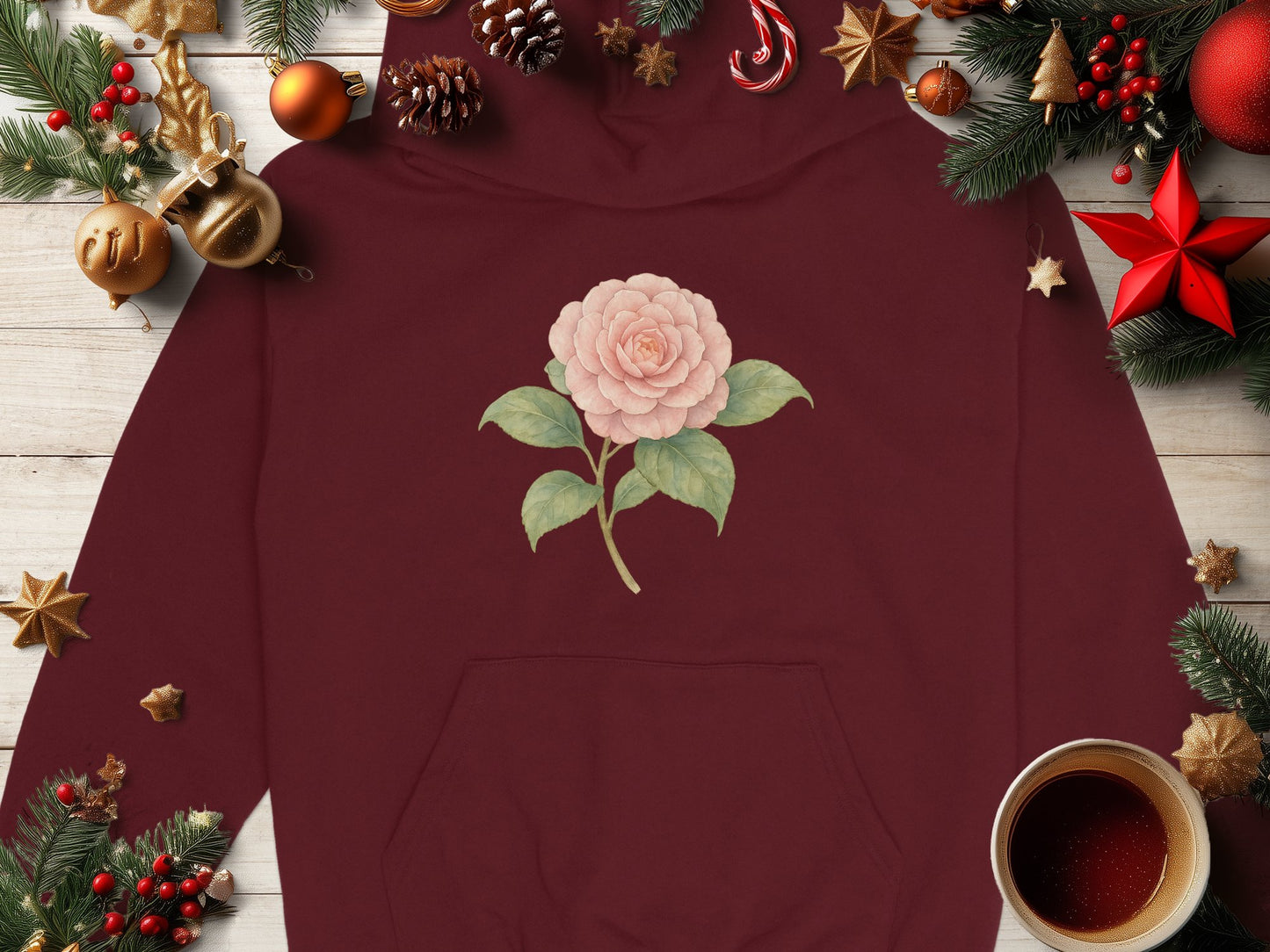 Elegant Floral Hoodie with Festive Design Product Type