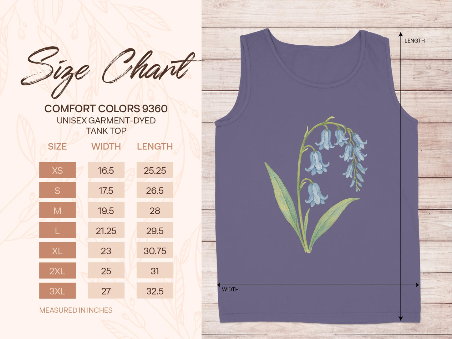 Blue Tank Top with Botanical Art Tank Top product type