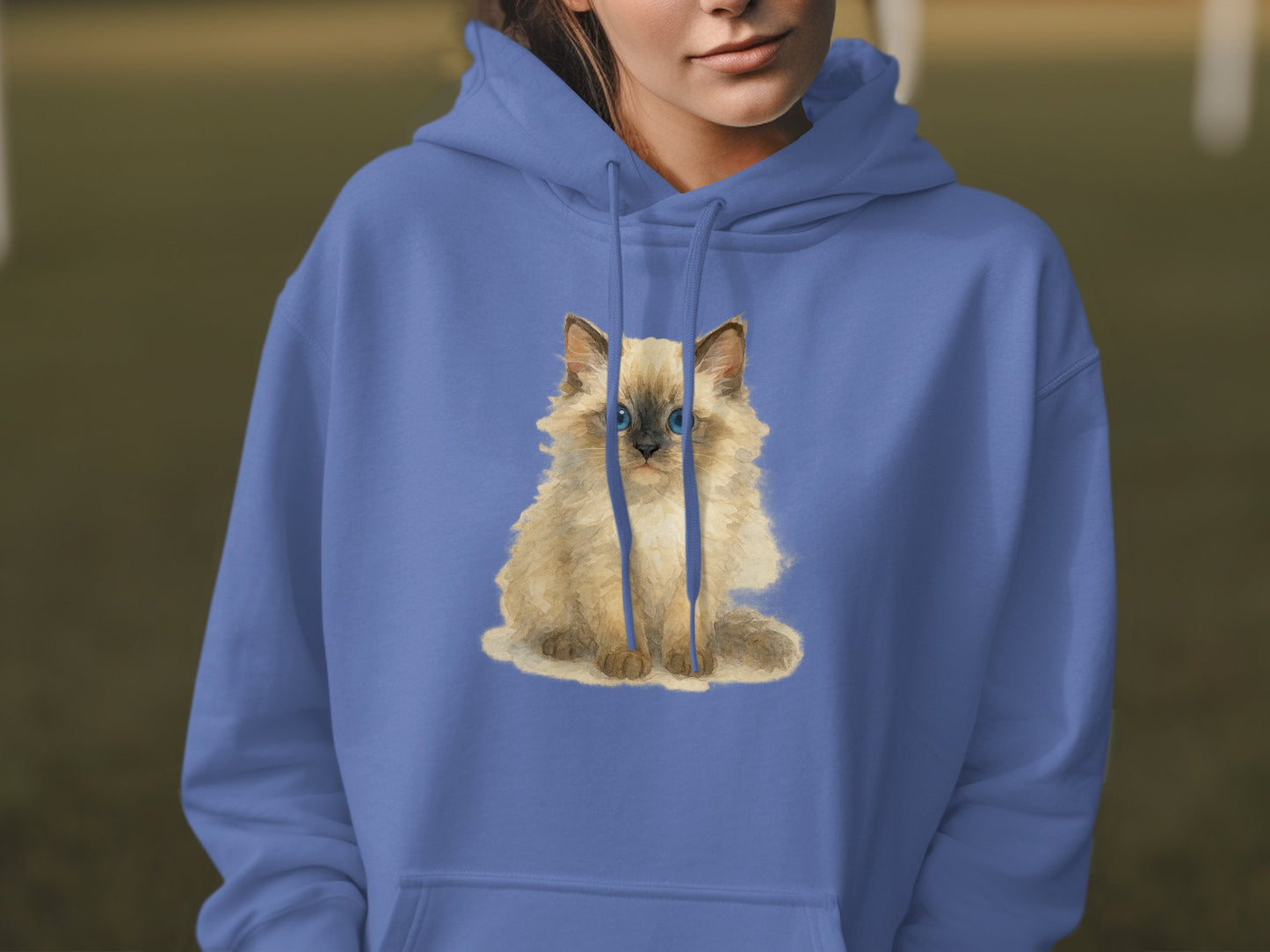 Cozy Kitten Print Hooded Sweatshirt Comfortable Product Type