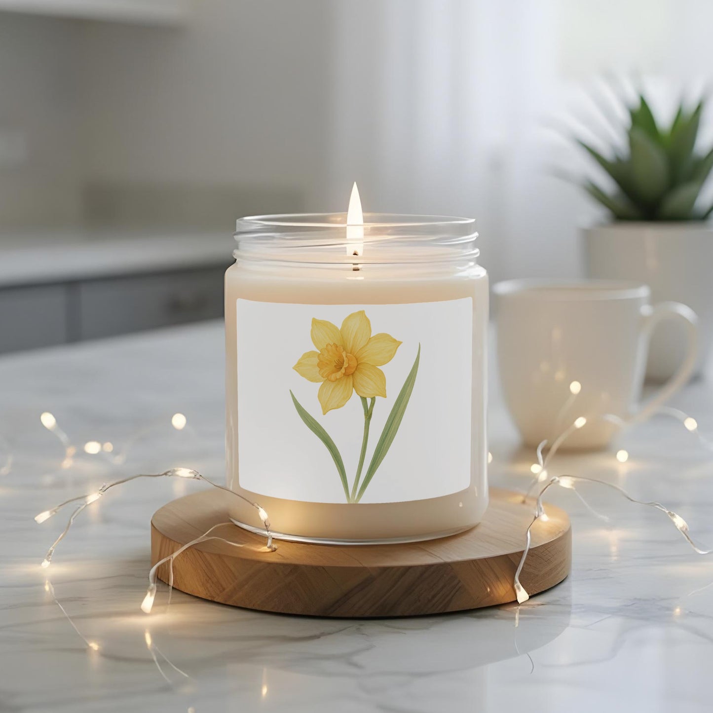 Elegant Floral Scented Candle with Daffodil Design product