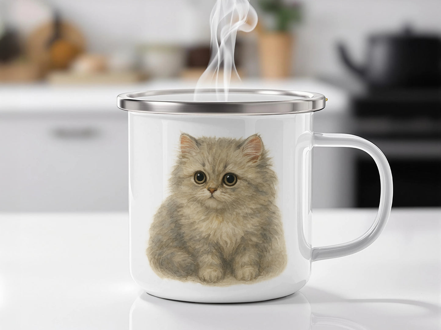 Adorable Fluffy Kitten Design Mug Perfect Gift product type