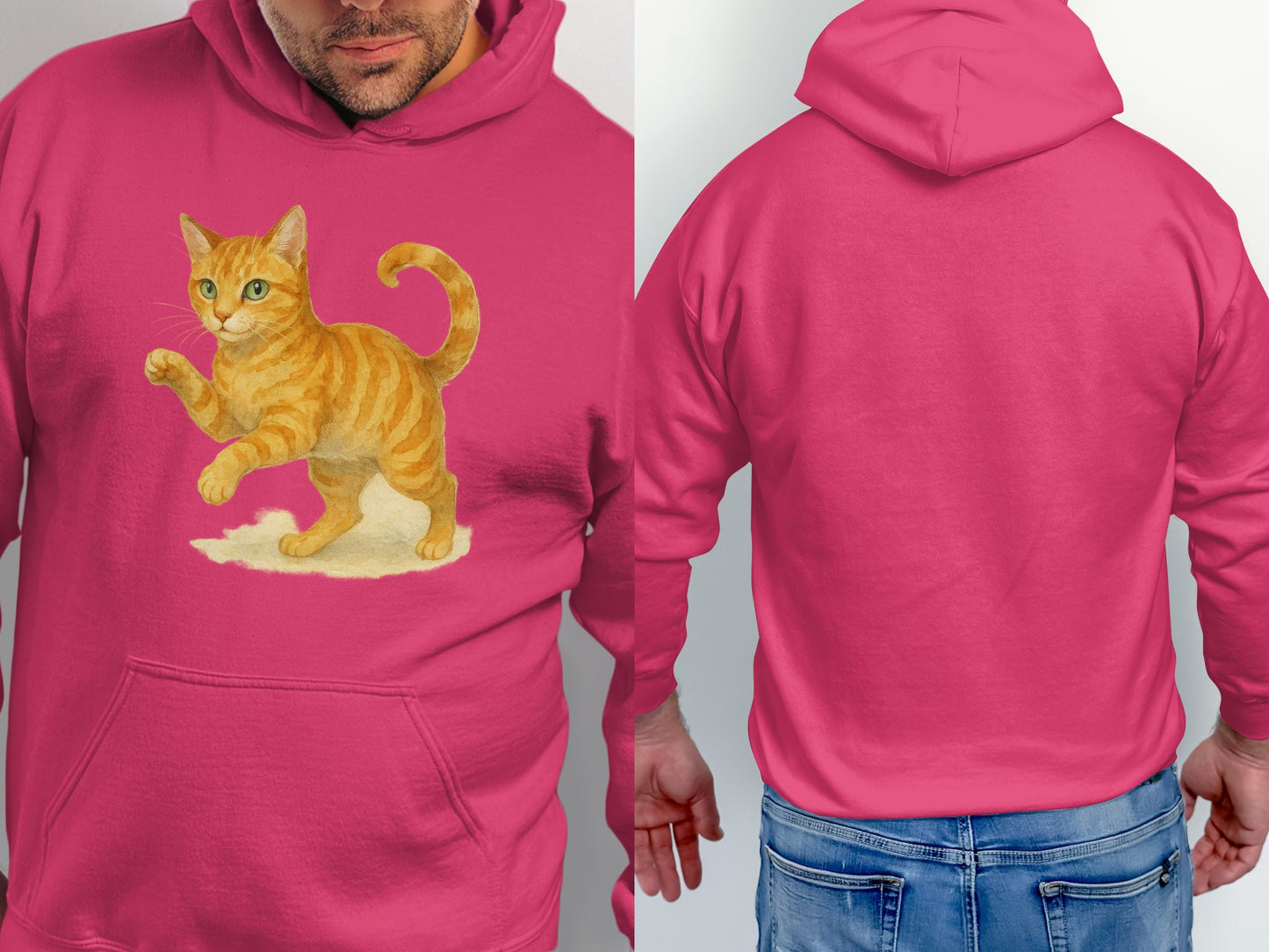 Playful Orange Cat Pink Graphic Hoodie product