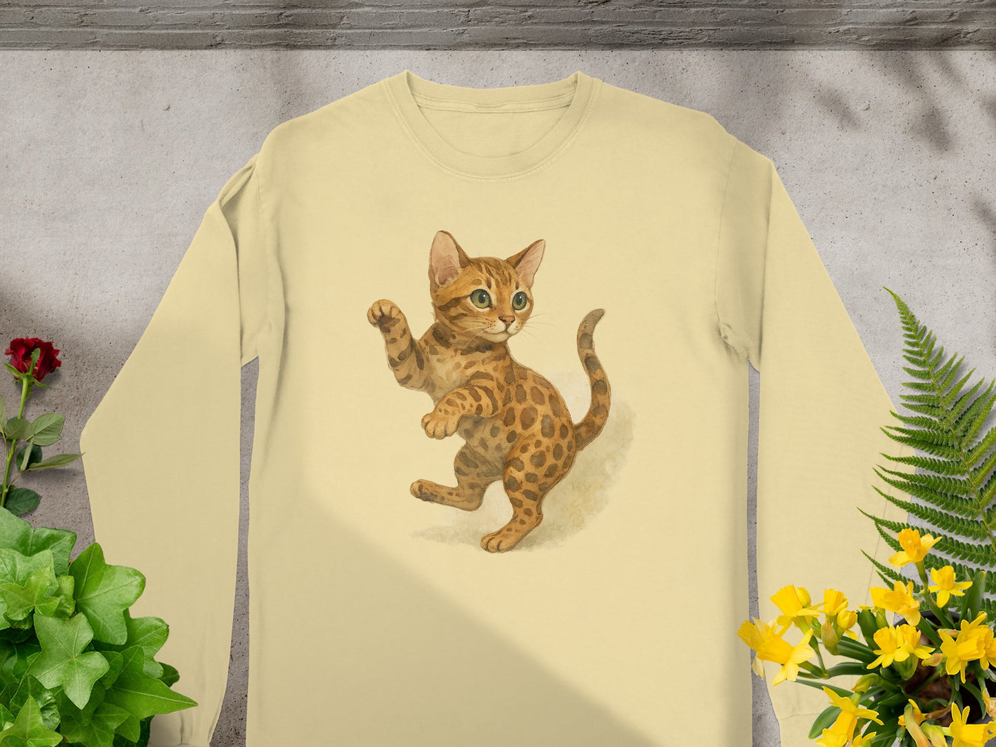 Playful Kitten Illustration Long Sleeve Shirt product