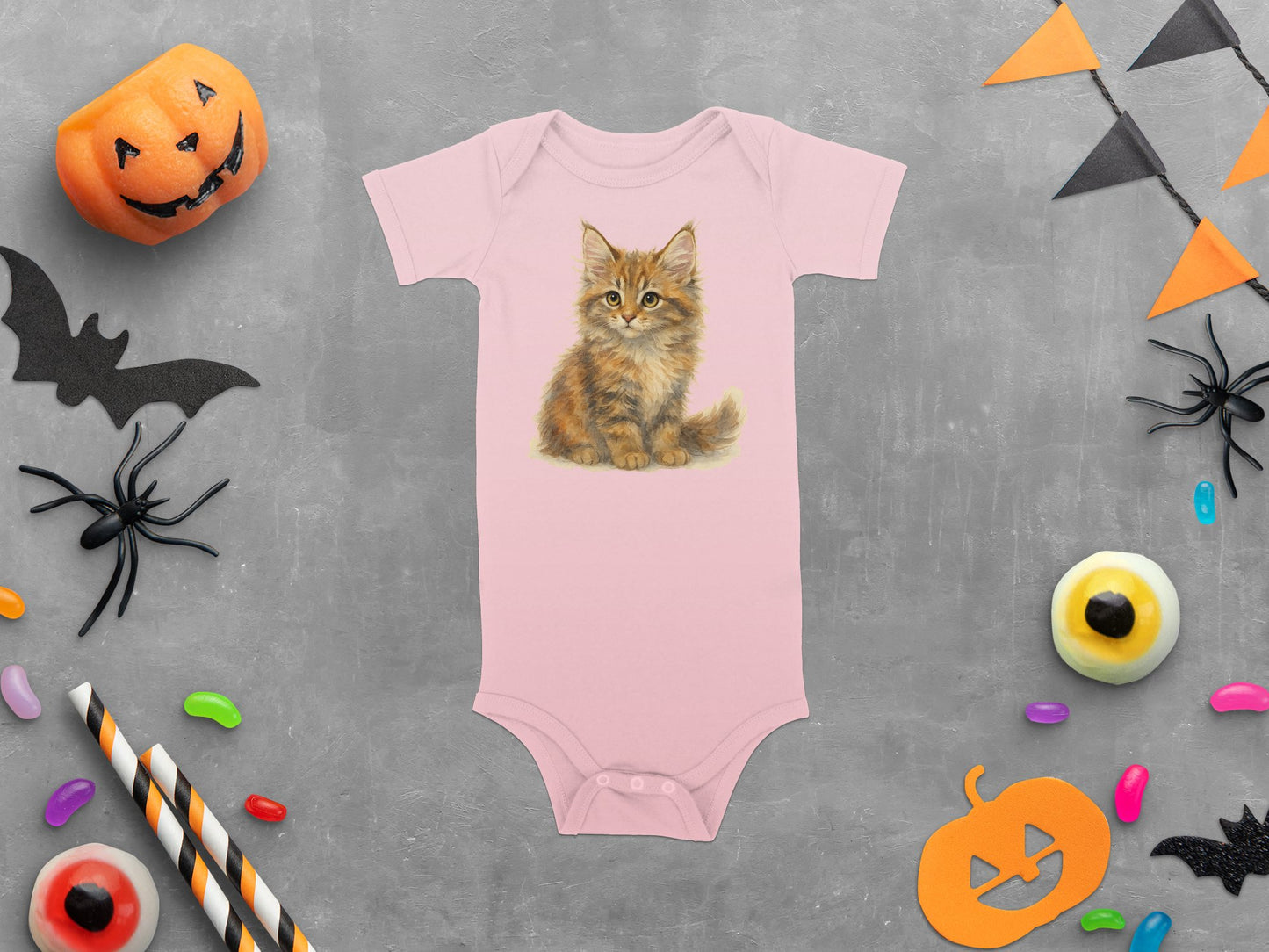 Adorable Kitten Printed Baby Halloween Onesie product