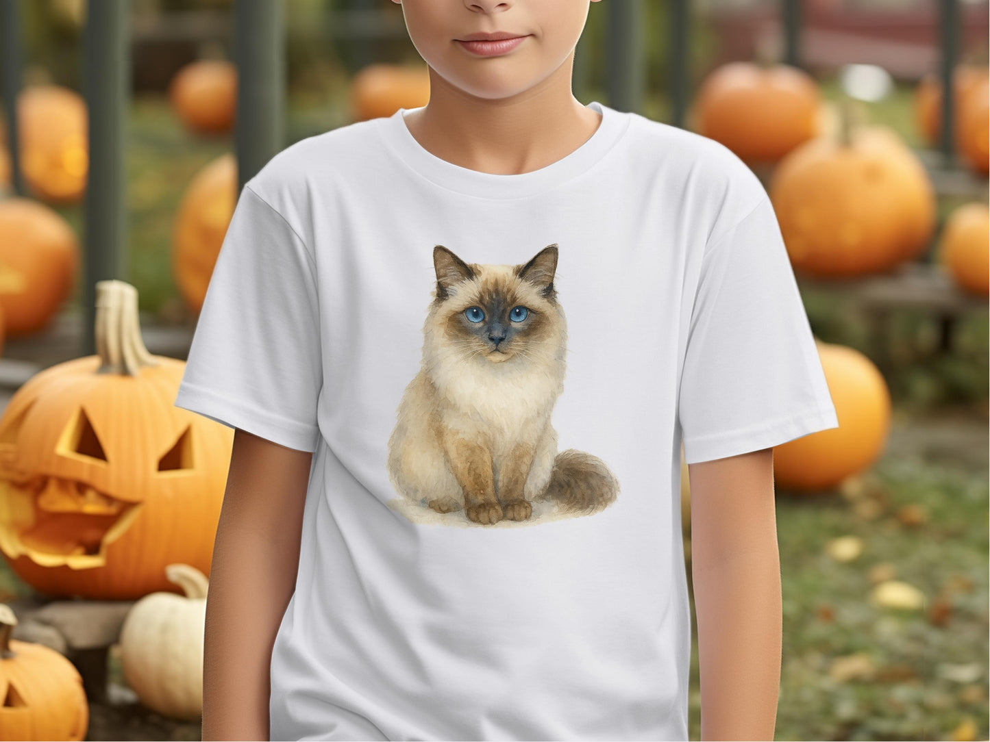 Cute Cat Design Halloween Themed White T-shirt product