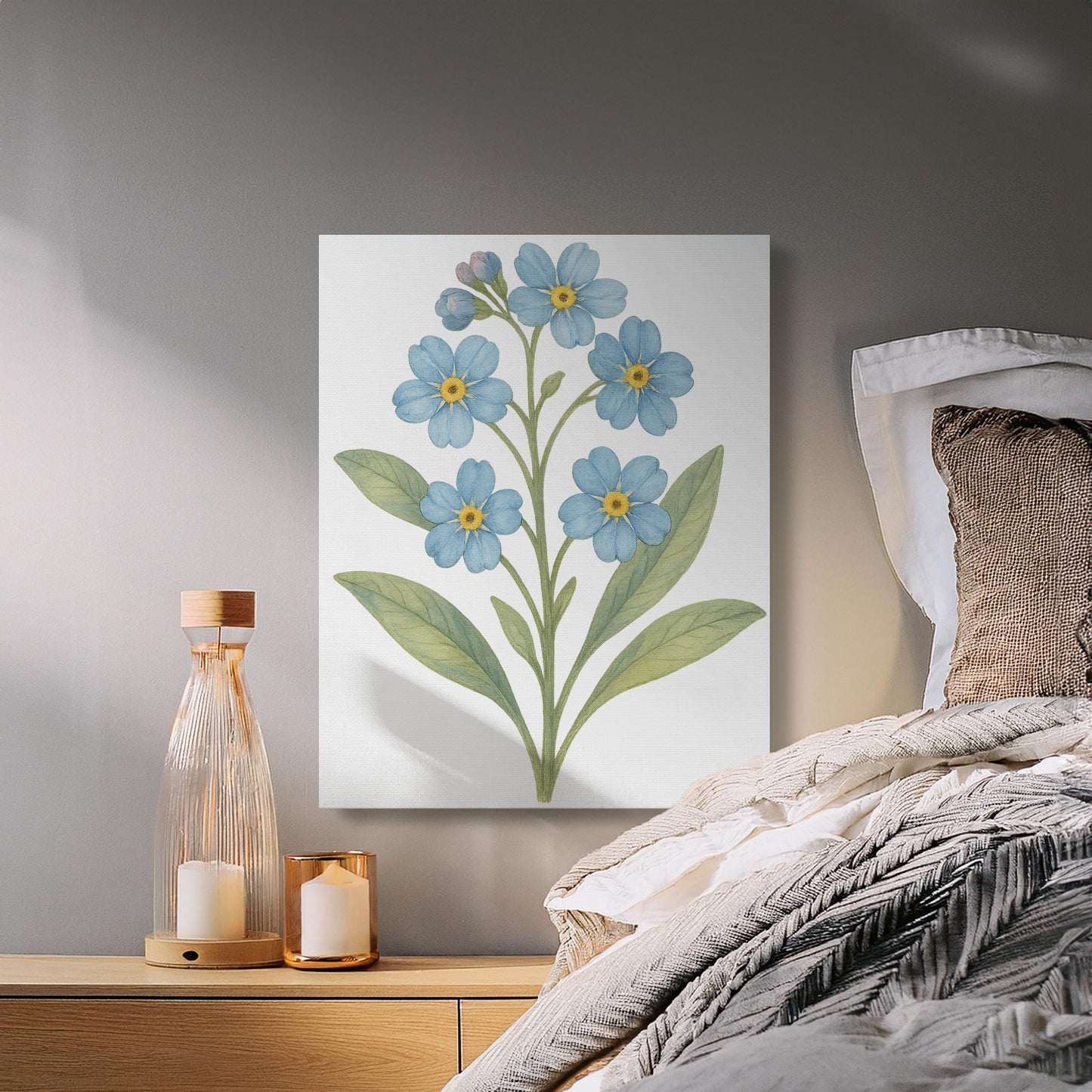 Beautiful Blue Floral Artwork for Home Decor Product