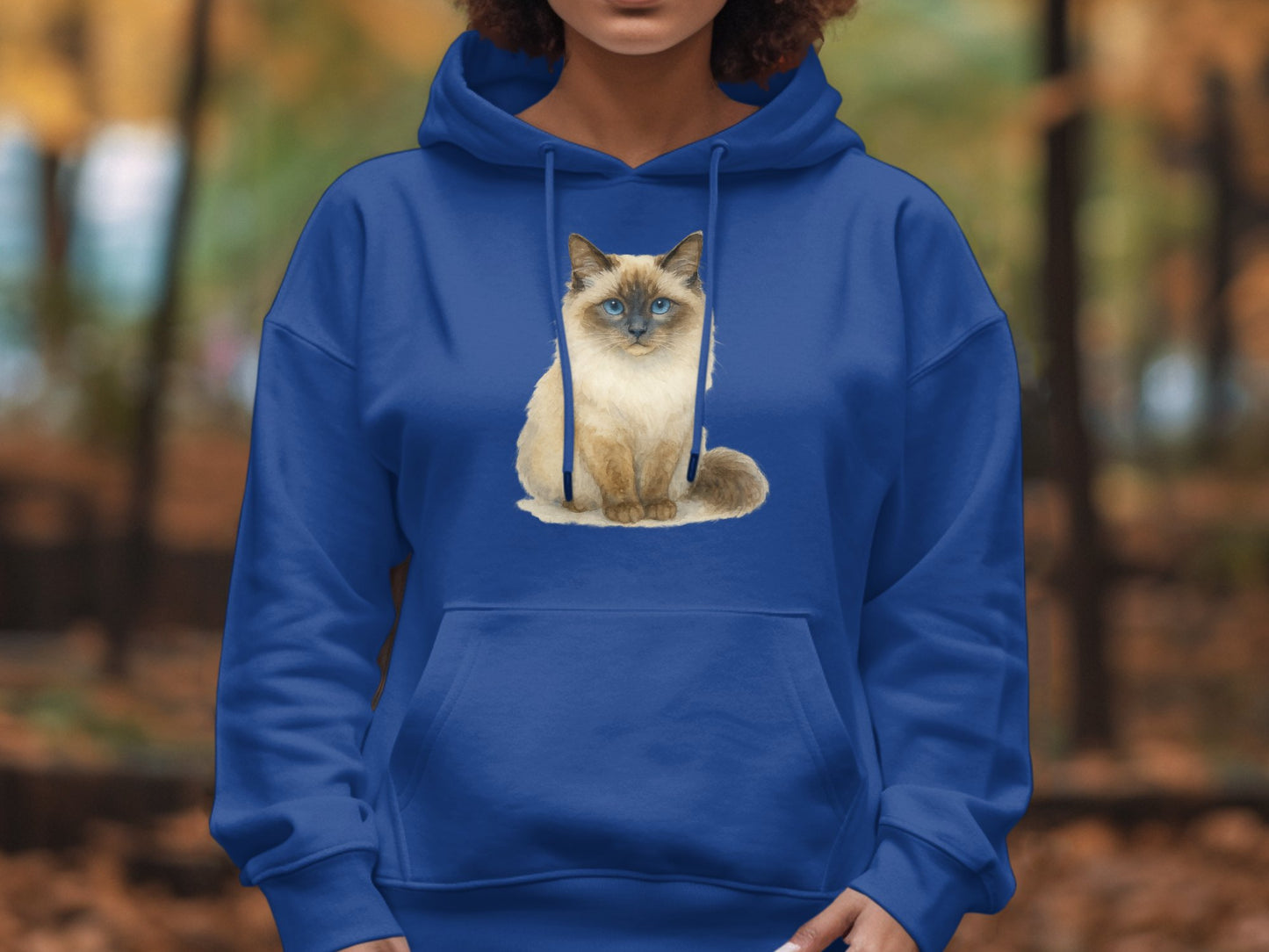 Cozy Blue Hoodie with Adorable Cat Print product type
