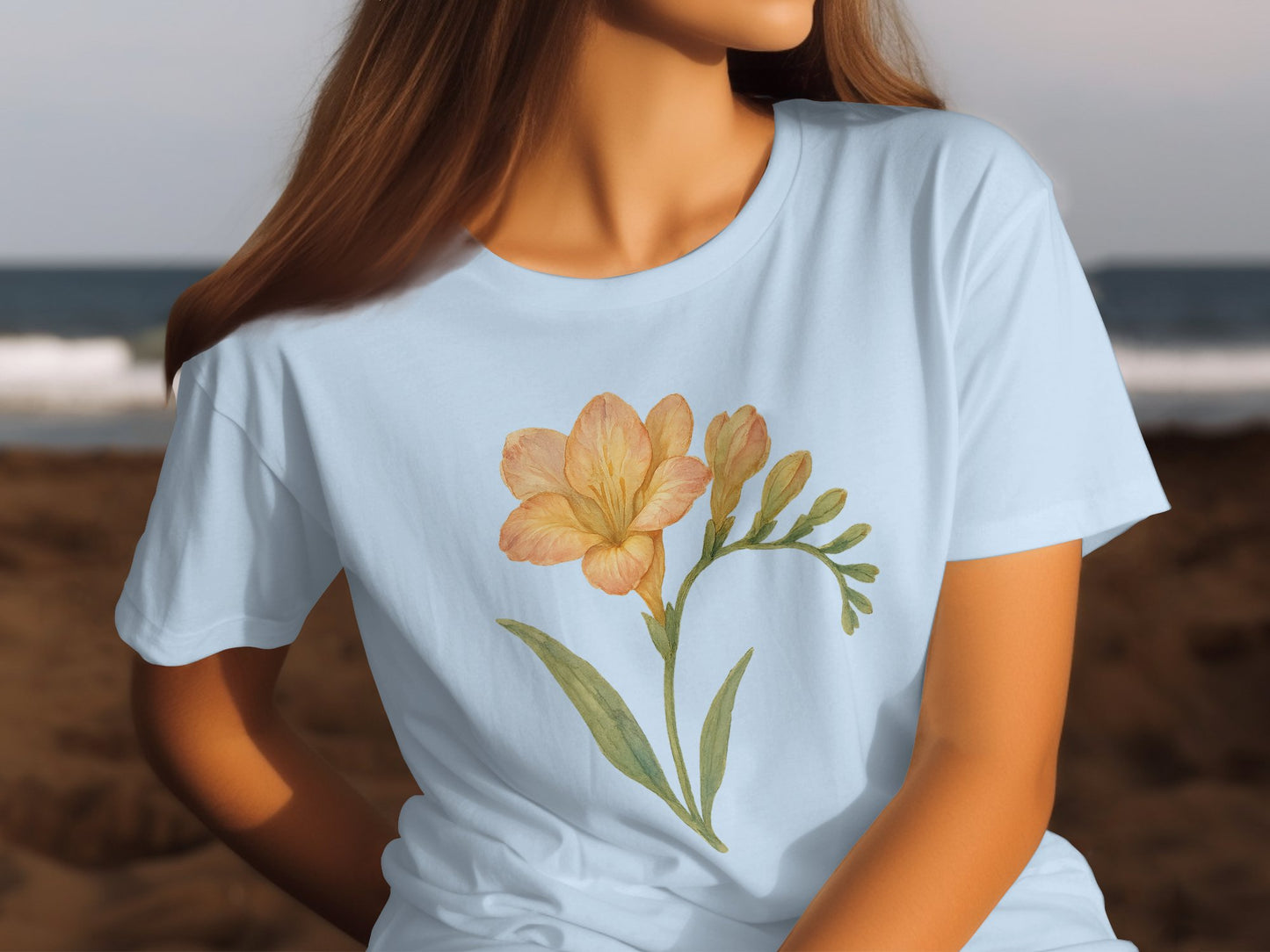 Beautiful Pastel Flower Print Beach TShirt product type