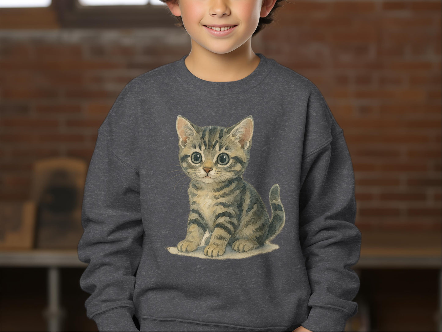 Adorable Feline Print on Kids Cozy Sweatshirt product