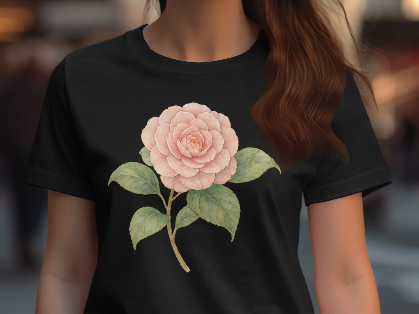 Beautiful Floral Camellia Graphic Tee Shirt product type