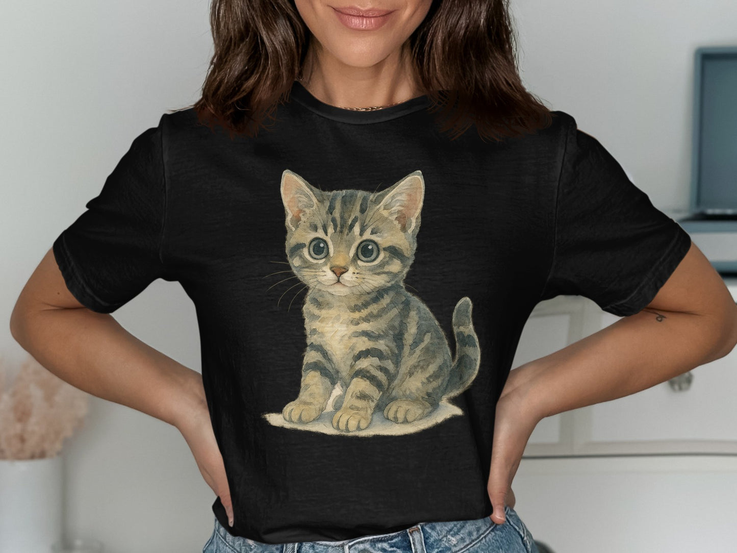 Adorable Kitten Graphic Tee Cute Cat Design T-shirt Product