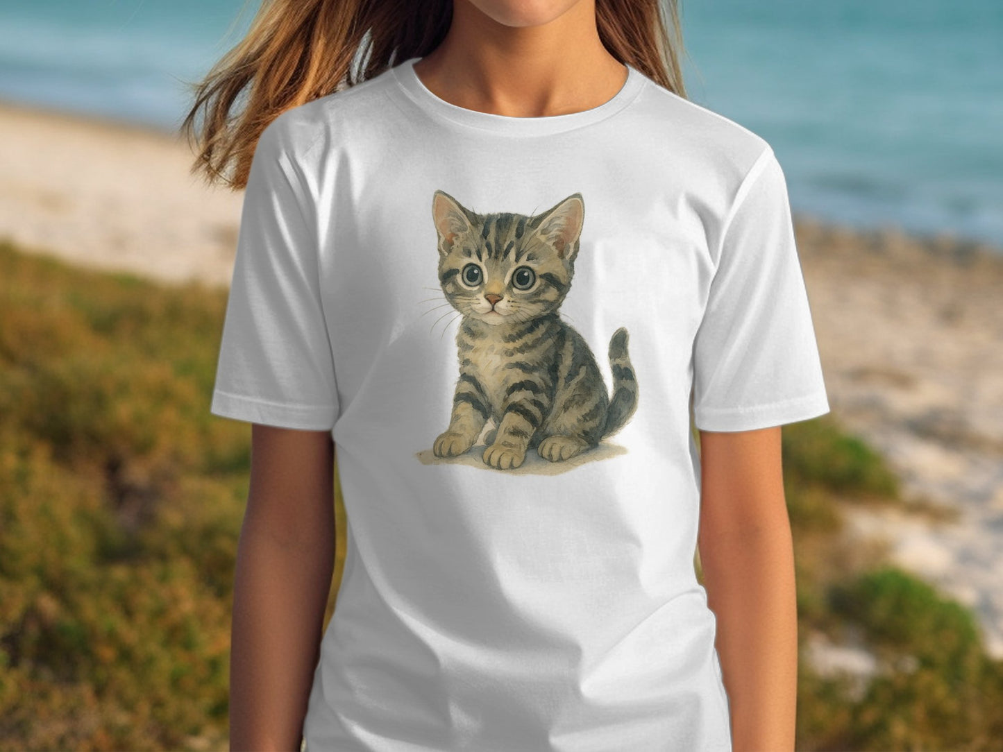 Cute Kitten Illustration on White Shirt product