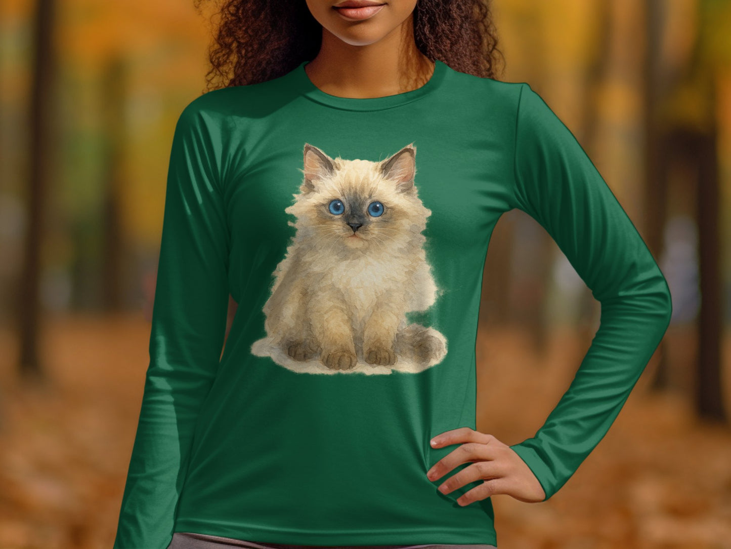 Cute Furry Cat Graphic Long Sleeve Shirt product type