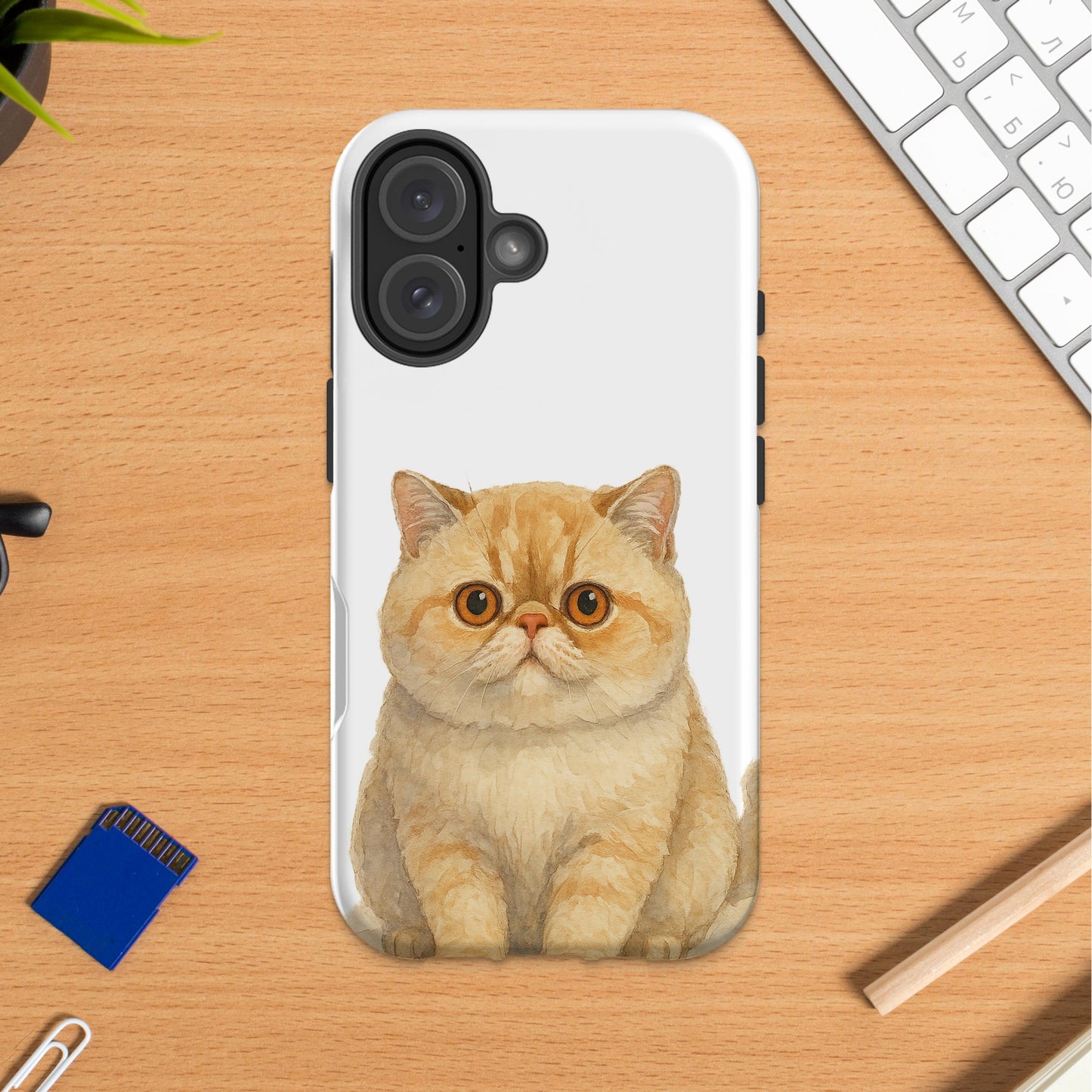 Cute Fluffy Cat Illustration on Phone Case product type