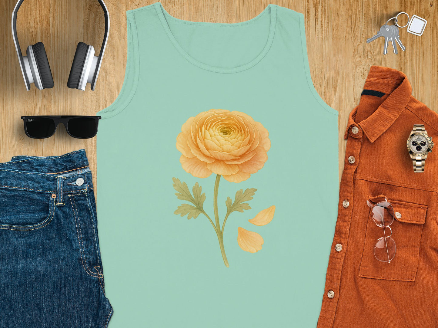 Yellow Flower Graphic Tank Top Sleek Women's Shirt Product